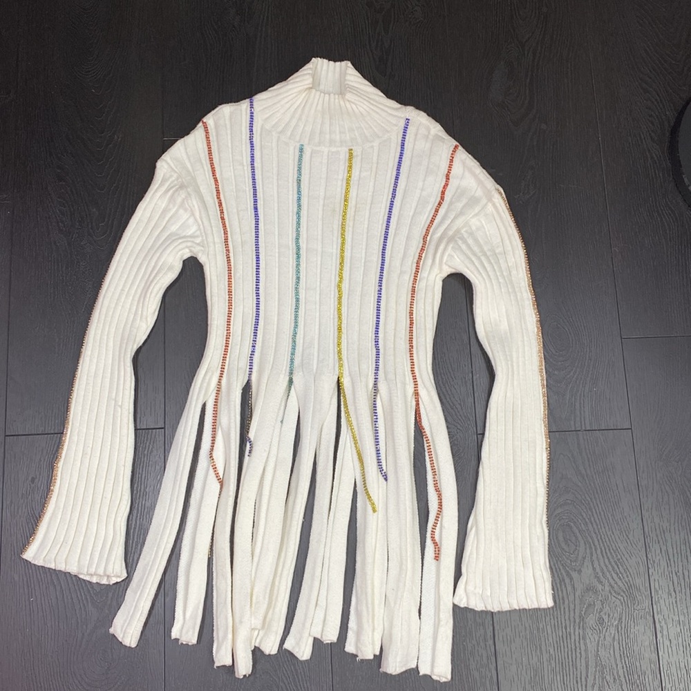 Embroidered Crystal Crop Sweater